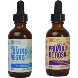 Kit Aceite de Prímula de Rosa + Aceite de Comino Negro Orgánicos Prensados en Frío Bienestar Femenino Natural Uso Tópico y Oral Vegano
