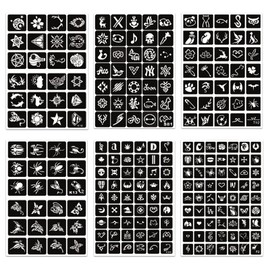 302+ Tattoo Schablone Kit, Henna Schablonen Wiederverwendbare Temporäre Tattoo Schablonen für Frauen Mädchen Face Paint Body Art Glitter Tattoo Schablonen