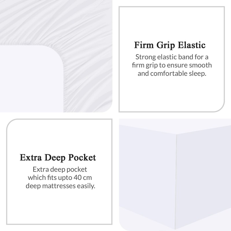 Pamposh King Size Fitted Sheets Extra Deep Pocket 40 cm