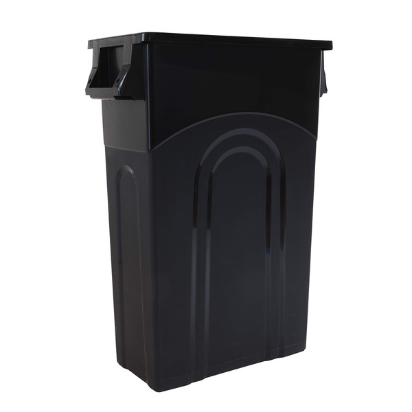 United Solutions Highboy Waste Container, Space Saving Profile & Easy Bag Removal for Indoor or Outdoor use, Black (TI0032)