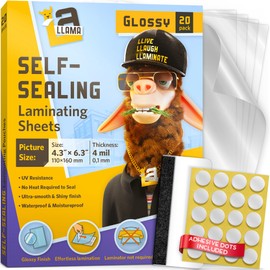 Self Adhesive Laminating Sheets, 4.3 x 6.3 Inches, 4 Mil Thick, 20 Pack Suited for Picture Size Self Seal Lamination Sheets 4 x 6