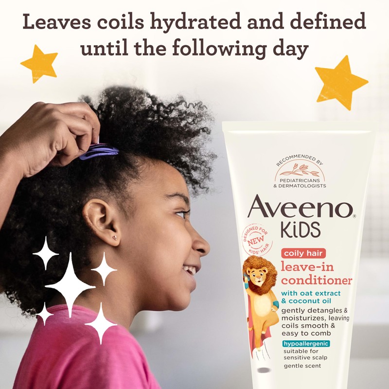 Aveeno Kids Coily Hair Leave-In Conditioner, Toddler Leave-In Conditioner for