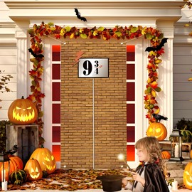 CHRI 9 and 3/4 Cross Station Sign Brick Wall Background Party Decoration, Birthday Decoration Wizard Party Birthday Decoration Secret Passage