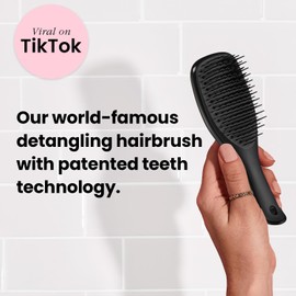 Tangle Teezer Mini The Ultimate Detangler Haarbürste, sanft zu nassem Haar, zweistufige Zähne und bequemer Griff, ideal für Kinder und Reisen, reduziert Knoten und Haarbruch, Schwarz