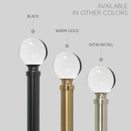 Ivilon Drapery Treatment Window Curtain Rod - Acrylic Ball 1 inch Pole. 16 to 28 Inch (Side Curtain Rod) Warm Gold