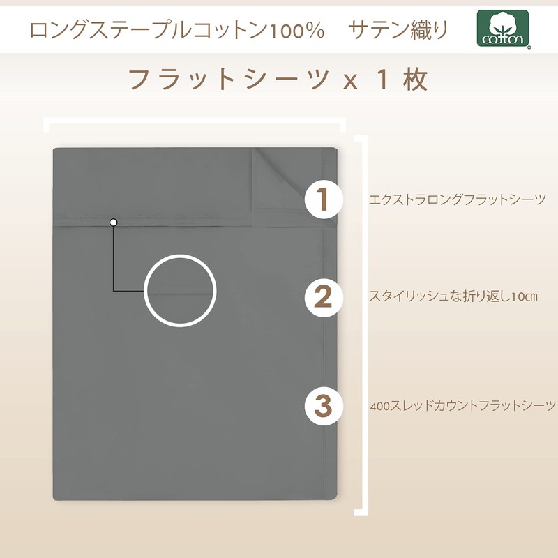 400 Thread Count Cotton Flat Sheet - (Single) 100% Long