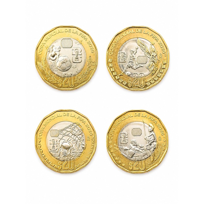 Genérico Set de 4 Distintas Medallas Conmemorativas Mexico 20 Pesos