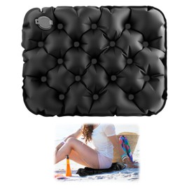 JCSJK Inflatable Travel Seat Cushion, Portabl Airplane Seat Air Mat for Camping Office Chair, and Long Sitting, Waterproof Foldable and Lightweight Seat Pads Fishing Boating Backpacking (Black)