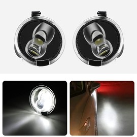 KURL-T Full LED Side Under-Mirror Puddle Lights Lamp Assembly Replacement Compatible with Ford F-150 Expedition Explorer Edge Flex Fusion Taurus X Lincoln Mercury, 6000K , Pack of 2, White