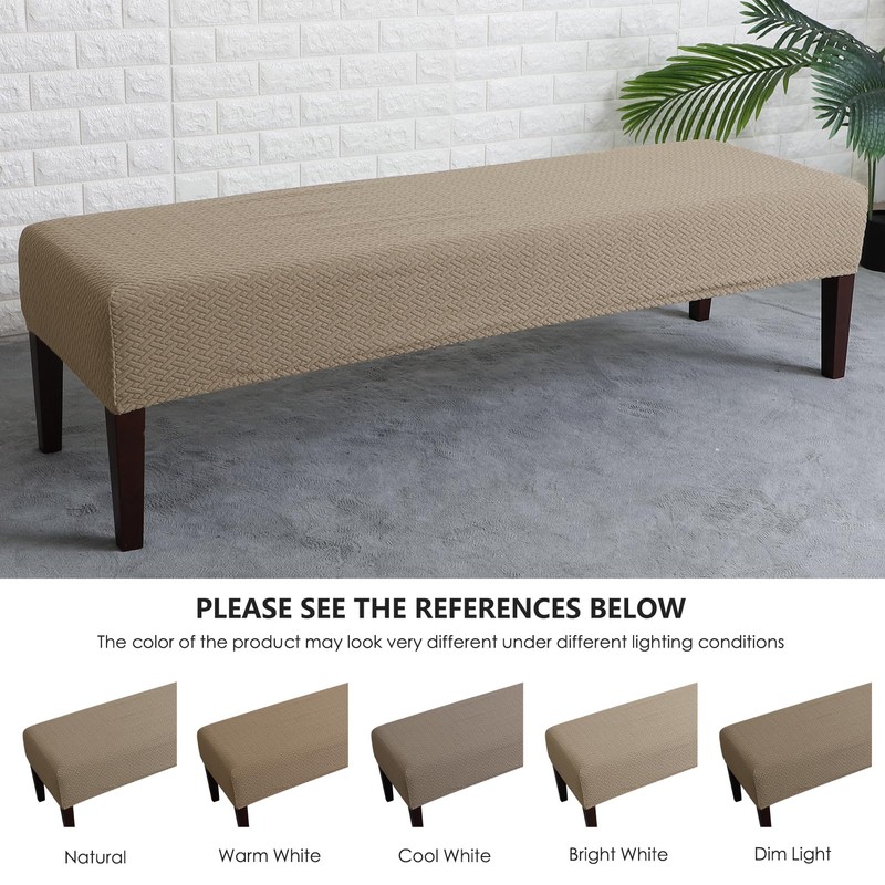 FORCHEER Dining Bench Cover Waterproof Stretch Jacquard Bench Slipcover for