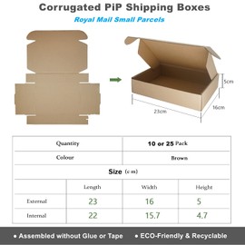 STRBOXONG Brown Shipping Boxes (10), 23x16x5cm, Eco-friendly, Recyclable, Ideal for Small Items & Gifts