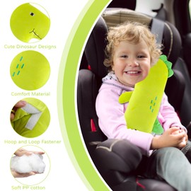 Seat Belt Pad Children, RosyFate Seat Belt Cushion Car, Seat Belt Shoulder Cushion, Strap Padding Child Seat, Belt Pad Sleeping Pillow, Neck Support, for Children Adults (Dinosaur-L)