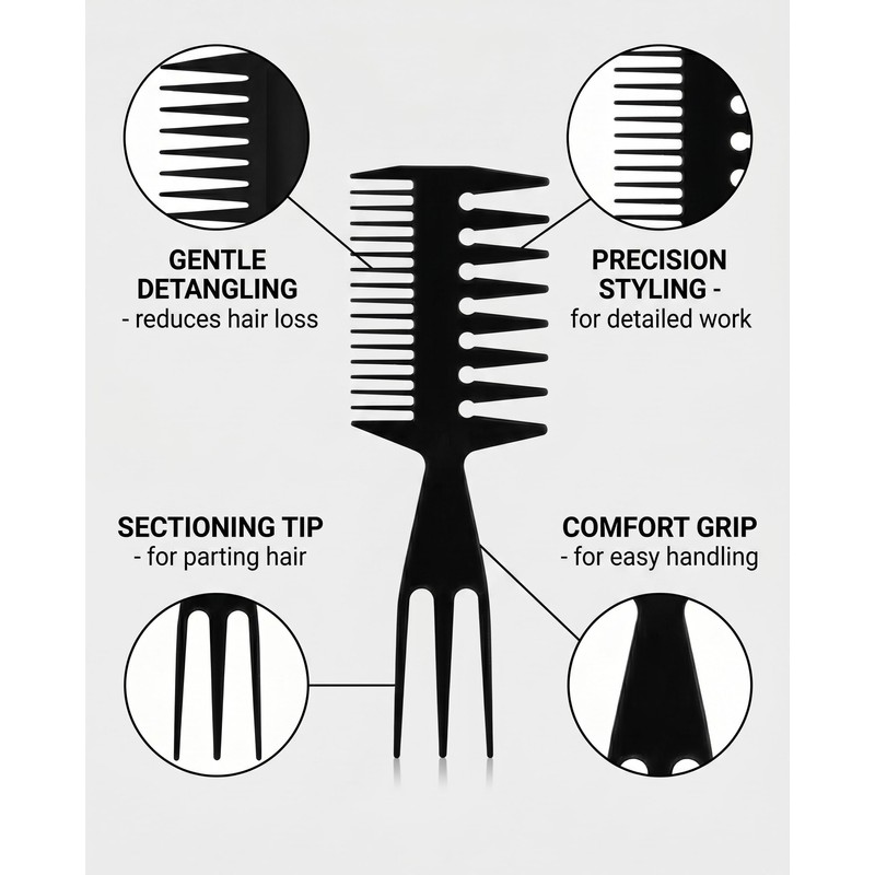 CULEB 2 Pezzi Set di Pettine Denti Larghi per Onde,