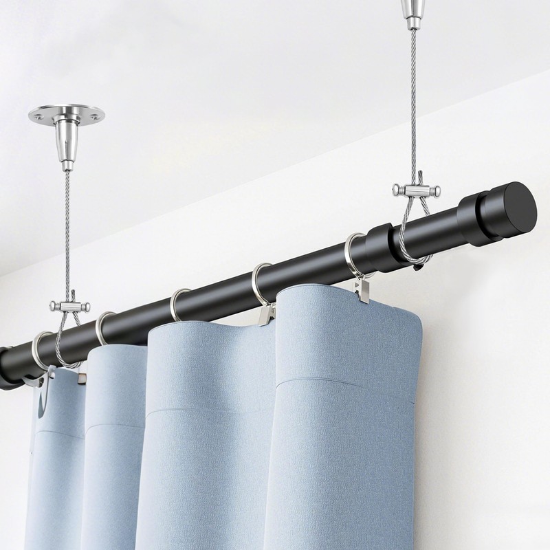 2 Pack Adjustable Ceiling Curtain Rod Bracket Kit 59 Inch