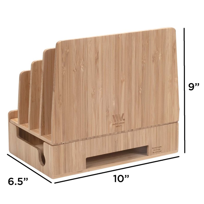 Charging Station Stand Combo with Bamboo Drawer; Extra Storage for