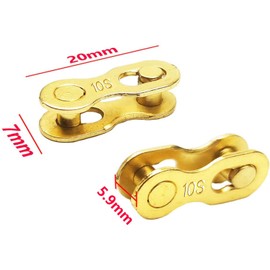 Hyamass 4 Pairs Bicycle Missing Link 10 Speed Chain Reusable Steel Bike Chain Link (Gold)