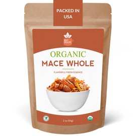 SPICY ORGANIC Mace Whole (Javantri) – 2 oz (57 g), USDA Certified Organic Mace Spice, 100% Raw, Non-GMO, Vegan, Gluten-Free – Enhance Dishes with Rich, Aromatic Flavor - Myristica Fragrans