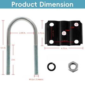 Oldriver Trailer Axle U-Bolt Standoff Kit, for 3500 lb Trailer Axle, 5-1/2 inch Long, 2-3/8" Round Axle, Metric M12 x 1.75