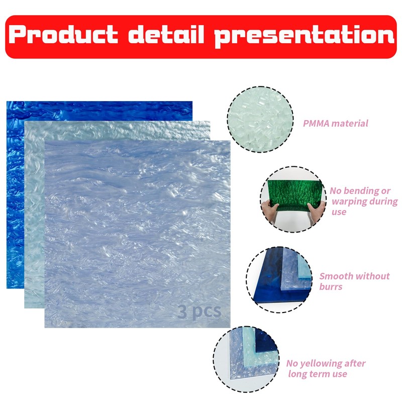 TOEPODO Pearlescent Ripple Cast Acrylic Sheets 1/8 Thick for Laser