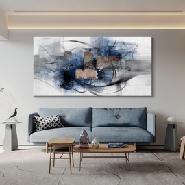 Mofutinpo Black and Blue Wall Art Decor - Abstract Wall Art - Canvas Wall Art for Living Room, Bedroom, Office - Modern Black and White Paintings,Blue and Grey Wall Decor, Artwork and Pictures for Wall 29×58