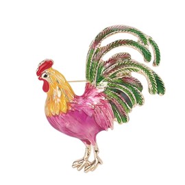 Rooster Brooch Pins for Women, Chicken Brooch Pin, Cute Rooster Animal Brooch Lapel Pin, Bohemian Rooster Chicken Brooches Pins for Women Hat Bag Suit Dress Accessories (Green)