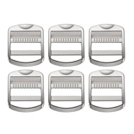 SUIKIHUM 6 Pack Metal Ladder Lock Buckle, 1 1/4" Tri-Glide Slider Buckle Adjustable, Strap Buckles Zinc Alloy for Backpack, Silver