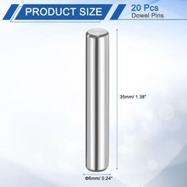 sourcing map 20 Pcs 6 mm x 35 mm Dowel Pins 316L Stainless Steel Cylindrical Dowel Pins Shelf Support Peg Pin Rod Fasten Elements Metal Shelf Pegs Silver Tone