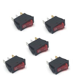 5Pcs Rocker Switch 3 Pins 2 Position ON/Off AC 20A/125V 15A/250V SPST Red LED Light Illuminated Boat Rocker Switch Toggle KCD3-101N-R