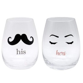 His and Hers Stemless Wine Glass Set