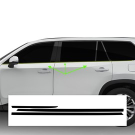 BOGAR TECH DESIGNS for Toyota Grand Highlander 2024-2025 Side Window Chrome Delete Dechrome Overlay, Gloss Black