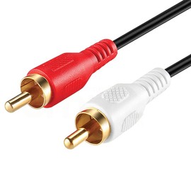 Cmple-2 RCA to 2 RCA Cables 6ft, Male to Male RCA Cable Stereo Audio Speaker Cable RCA Red and White Cables Double RCA Subwoofer Cable for Car Stereo, Home Theater, Audio Mixer, Amplifier-Black