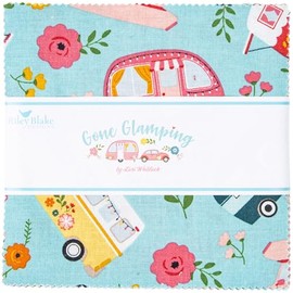 Gone Glamping Riley Blake 5-inch Stacker, 42 Precut Fabric Quilt Squares by Lori Whitlock, Assorted