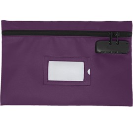 Leatherette Money Bag with Lock | 12x8 Inch | Purple | Bank Deposit Bag with Zipper