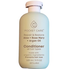 Pocket Care Acondicionador Reparador para Cabello Seco y Maltratado con Aceite de Argán, Sábila, Romero, Manteca de Karité y Cacao | Anti Frizz, Brillo y Suavidad | 325 ml(Acondicionador, Aloe vera)