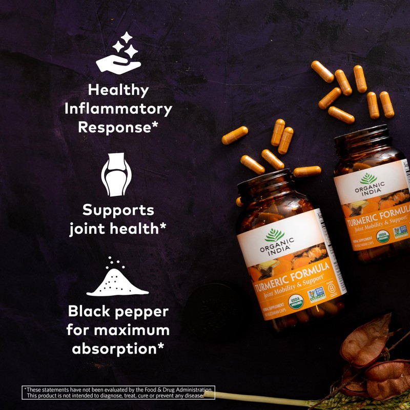 ORGANIC INDIA Turmeric Curcumin Herbal Supplement - Joint Mobility &