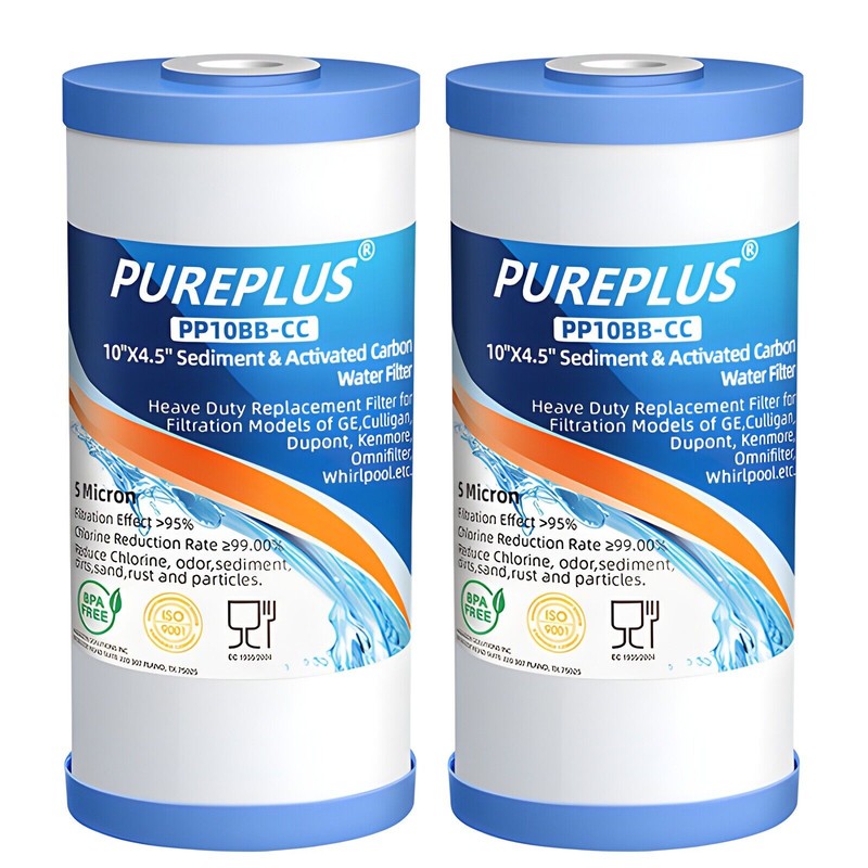 PurePlus 2 Pack Home Business Chlorine Free Drinking Water Filter
