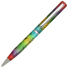 Lanier Rainbow Elica Ballpoint Pen - White Accents and Shiny Chrome Ring & Parts with Medium Tip 0.7mm Cross Style Refill