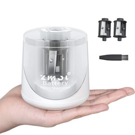 ZMOL Battery Powered Electric Pencil Sharpener,Small Battery Operated Pencil Sharpeners Portable,Fast Sharpen, Suitable for No.2/Colored Pencils(6-8mm), School/Classroom/Office/Home White