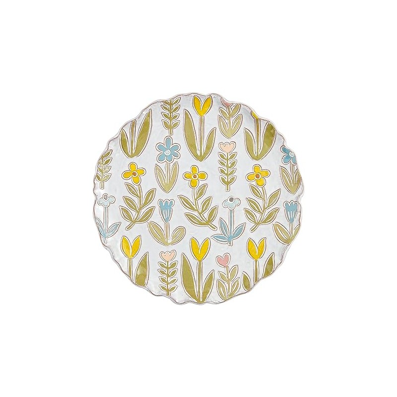Mud Pie Flower Platter, 12" dia, ASSORTED