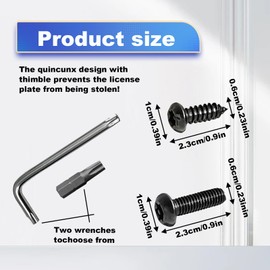Pleoos License Plate Screws Anti Theft, Rustproof Stainless Steel Car Tag Plate Mounting Hardware - 1/4 Metric M6 Self-Tapping Screws Rust Proof Caps Cover for Front Rear Frame Mounting (Black)
