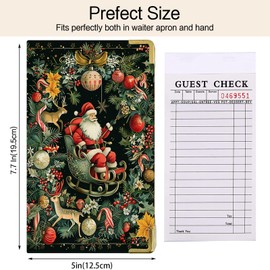Tucocoo Santa Claus Waitress Book, Leather Server Books for Waitress with Zipper Pocket, Christmas Server Book, Cash Check Bill Receipt Holder, Guest Book Note Pad Waiter Accessories Fit Server Apron