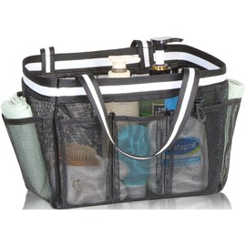 Ocim XL Portable Shower Caddy for College Dorm, Large Mesh Bathroom Tote Bag for Women & Girls, Foldable Quick Dry for Camping, Gym, Pool, Travel, Black | Ocim