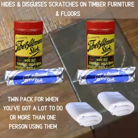 Tibet Almond Stick Twin Pack with Polishing Cloths-Colourless Surface Scratch Remover-Hide Disguise & Remove Scratches from Floors, Furniture & Antiques