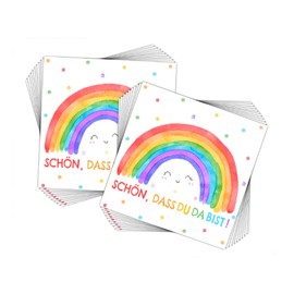 Pack of 20 Napkins Birthday Children, Girls Rainbow Decoration Children's Birthday Colourful Table Decoration, Fancy Dress School Boy Party Colourful Beautiful Birthday Napkins for Carnival Birthdays