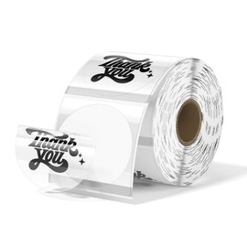 MUNBYN 2 Inch Transparent Round Thermal Label, Self-Adhesive Clear Waterproof Circle Sticker for Logo Design, Multipurpose Direct Thermal Labels, 500 Sheets/1 Roll