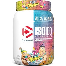 Dymatize ISO 100, Protena Aislada de Suero Hidrolizada, Sabor Pastel de cumpleaos, 640 g, 25 g Protena por Porcin, Sin Gluten, 20 porciones           
