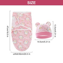 HTRTRR Baby Swaddle, Newborn Cotton Swaddle, Swaddle Wrap, Suitable for Both Babies and Toddlers for Swaddling 0-6 Months (Pink Bear)