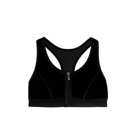 Dorina Women's Extreme Sports Bra - Unpadded, Quick-Drying Micro Fabric, Front Zip and Racerback Design for High Intensity Support, Black