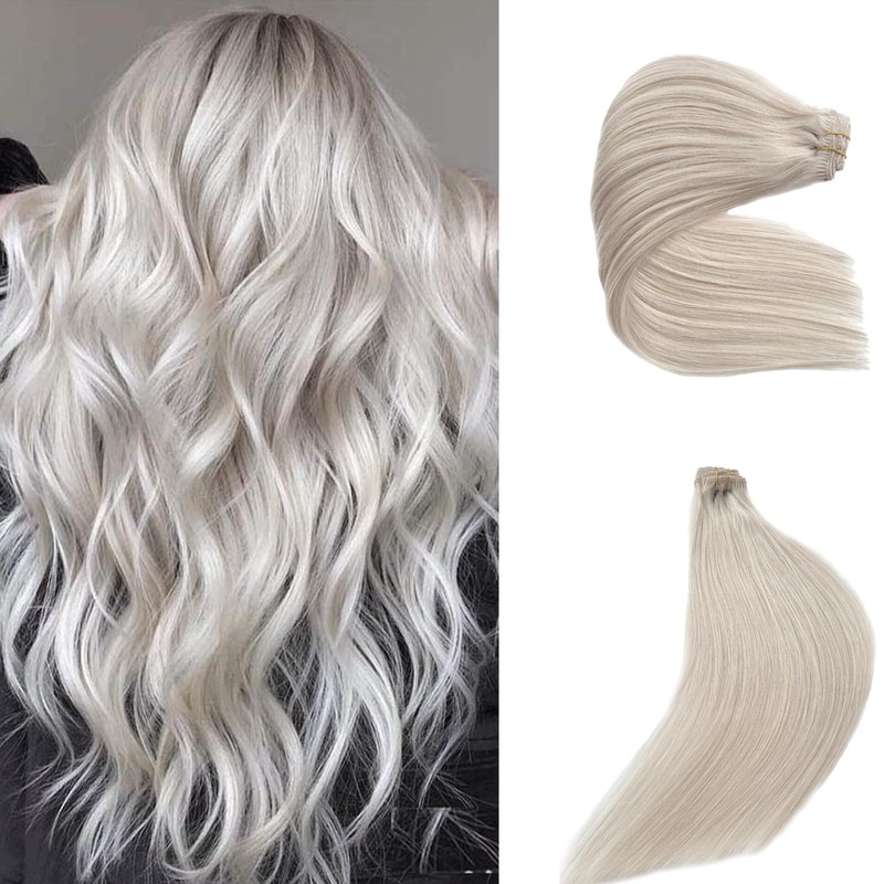 Extensiones De Cabello Liso Con Clip, Cabello Humano Real 100%