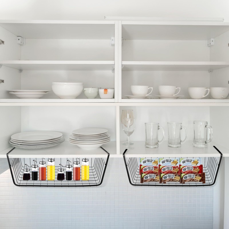 6 Pcs Undershelf Storage Basket Under Shelf Wire Basket Household